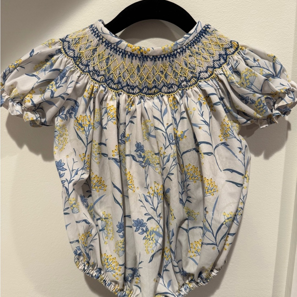 Floral Blue and Yellow Kids Bodysuit